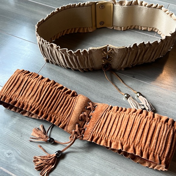 Suede style stretch wide belt, stretchable & front ropes adjustable for size S~M - Picture 3 of 12